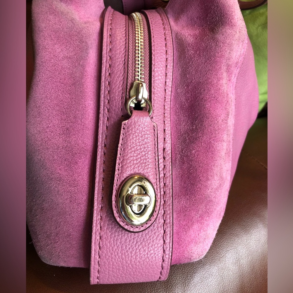 Coach Orchid Pink Leather and Suede Women's Bag - Picture 4 of 16